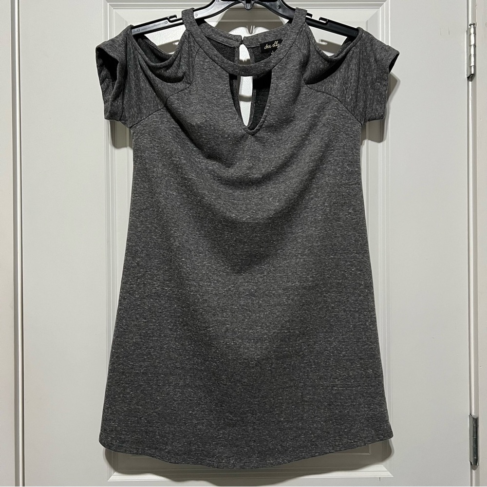 Dee Elly Cold Shoulder Knit Dress in Heather Grey